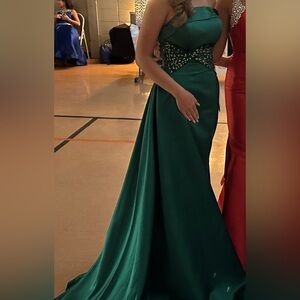 Emerald Green Gown with Custom Stoning